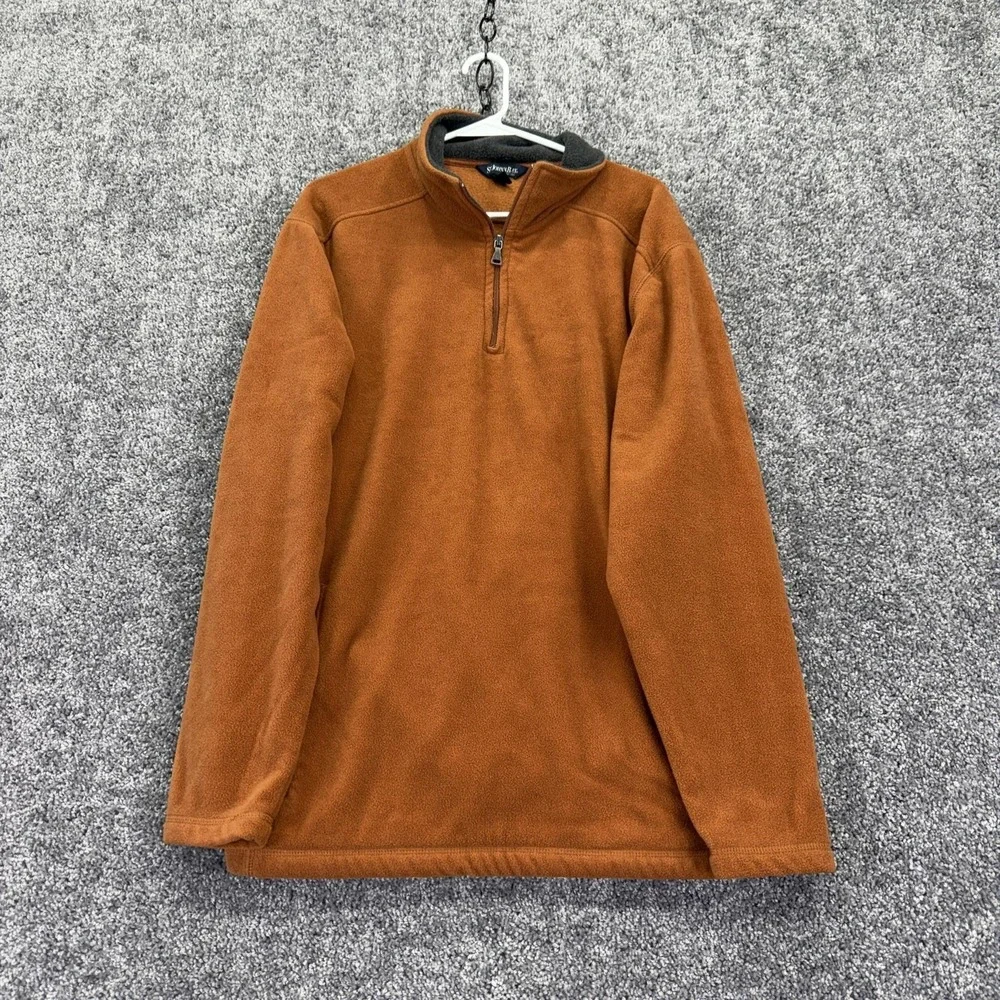 St. John's Bay Jacket Mens XL Orange Fleece 1/4 Zip Pullover Hiking Casual
